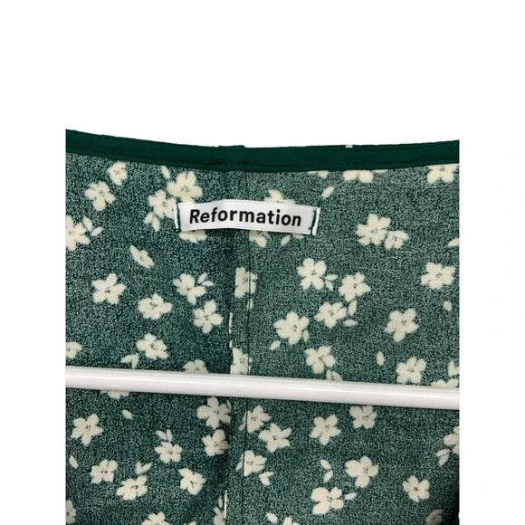 Reformation Green Nell Blouse Long Sleeve Low Neckline Size XS - Picture 4 of 9